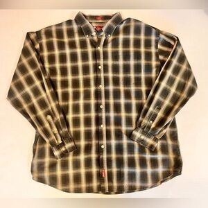 Grey Elephant Plaid Long Sleeve Button Down Shirt Size XL